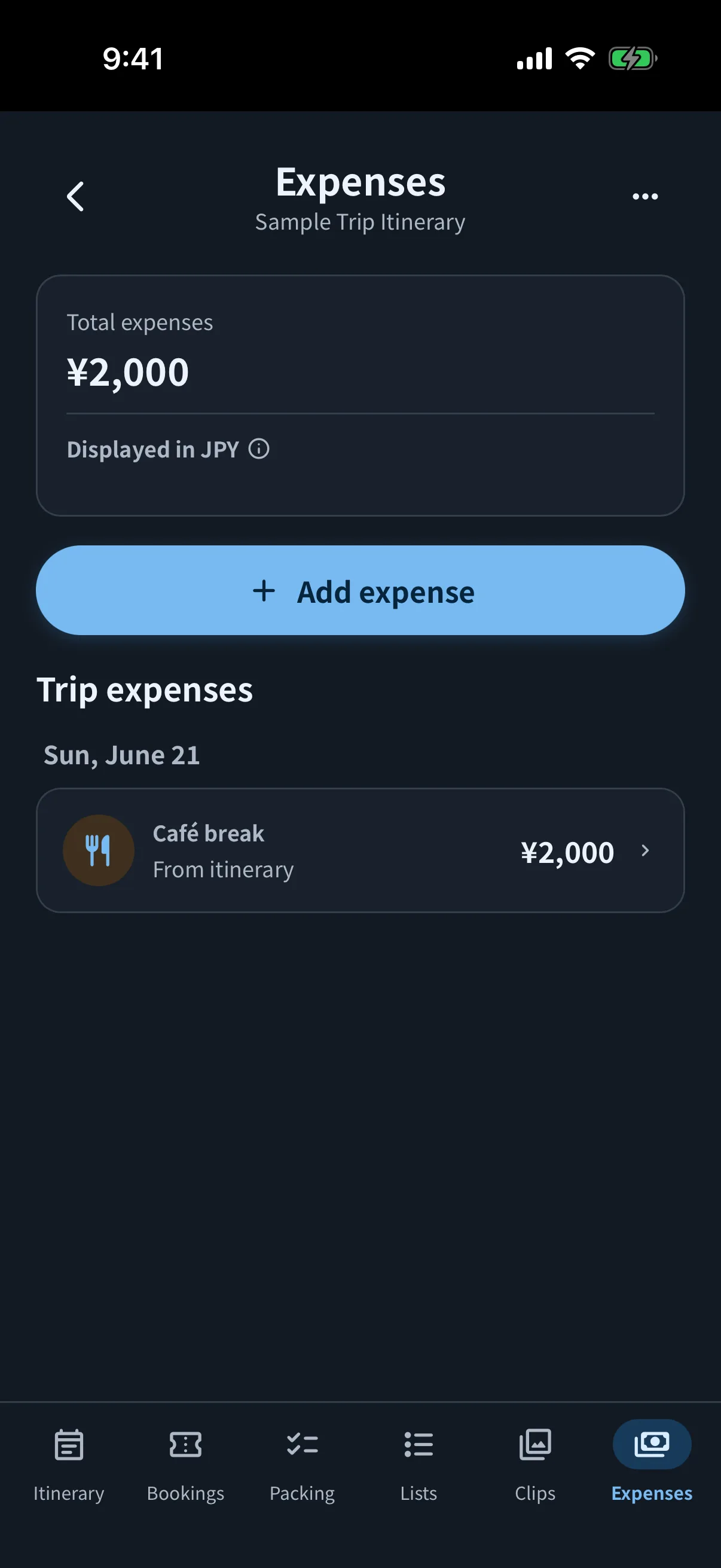 simrip Money screen in dark mode